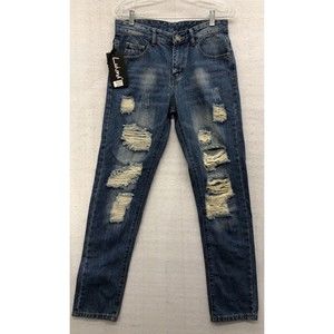 Liuhond Mens Denim Jeans Size 30 Factory Distressed Destroyed Moto Biker NWT